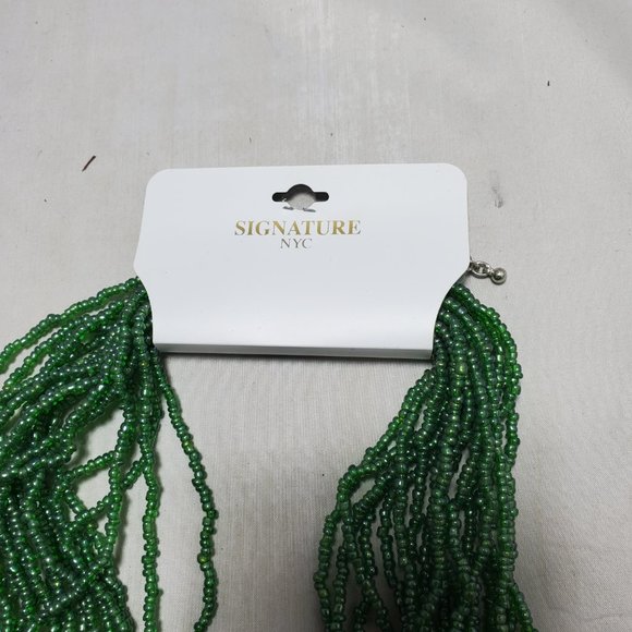 Signature Green seed bead multi strand necklace 18 strand - Picture 3 of 4